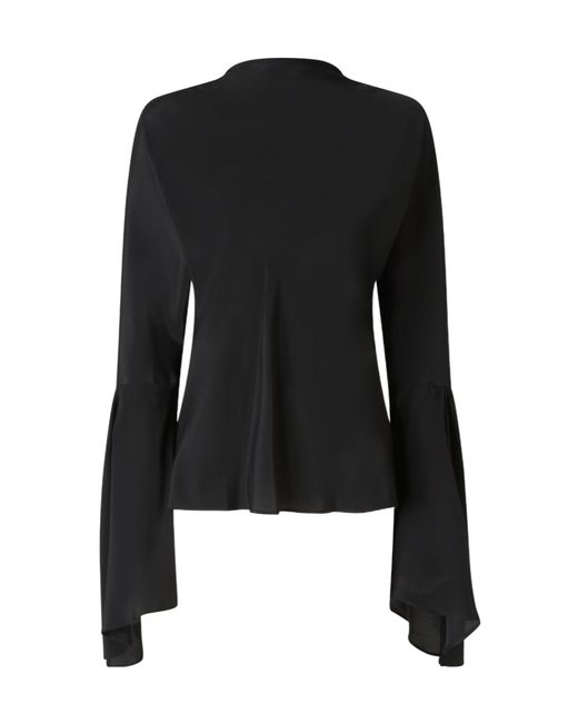 Pinko Black High-Neck Ruffle-Sleeved Shirt