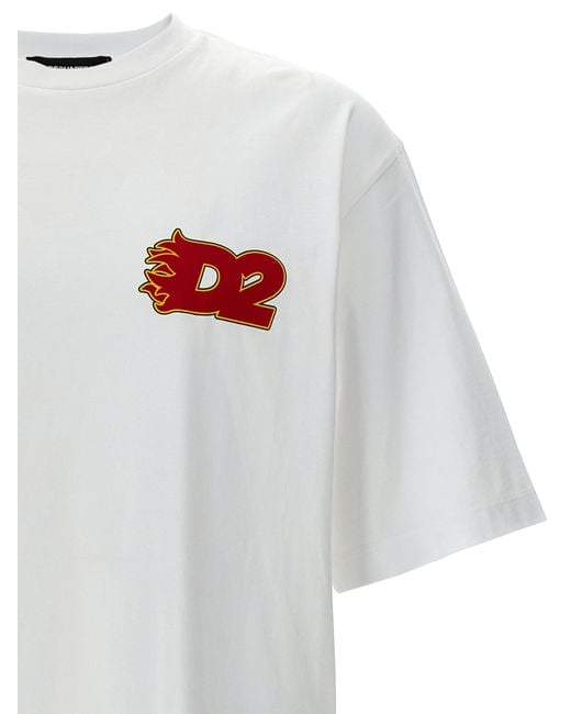 DSquared² White Logo Print T-Shirt for men
