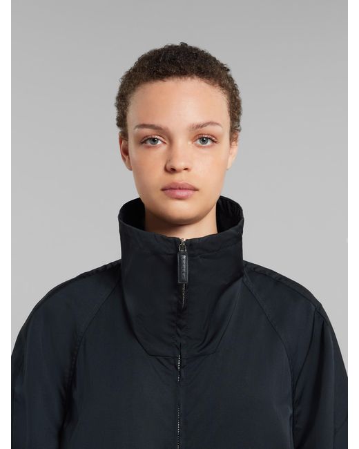 Marni Blue Raglan-Sleeve High-Neck Zip-Up Jacket