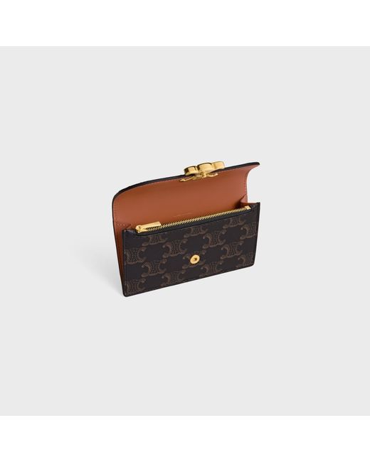 Céline Black Long Card Holder With Flap Triomphe