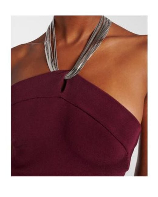 Galvan Red Halterneck Midi Dress