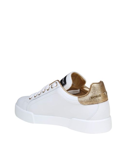Dolce & Gabbana White Luxe Lace-Up Sneaker With Dg Logo