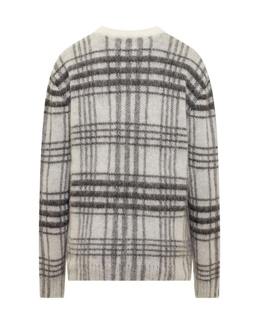 J.W. Anderson Gray Jw Anderson Logo Intarsia-Knit Checked Jumper