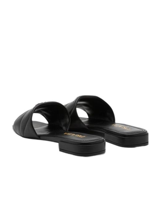Prada Black Quilted Nappa Leather Sabots