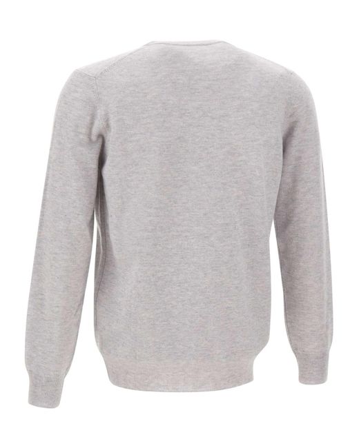 Kangra Cashmere Gray Kangra Ribbed Crew Neck Knitted Sweater for men