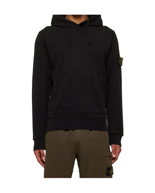 Stone Island Black Hoodie With Compass Application for men