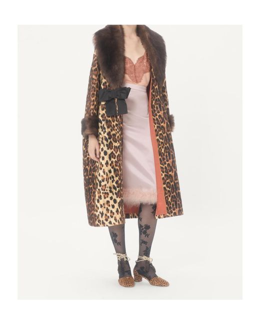 Valentino Brown Fauve Eclat Spotted Cloth Coat