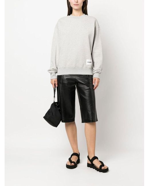 Jil Sander Gray Logo-Patch Straight Hem Sweatshirt