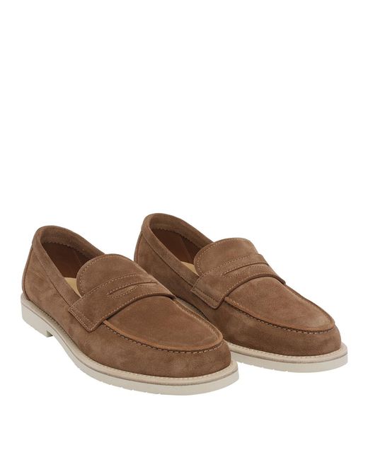 Brunello Cucinelli Brown Slip-On Flat Loafers for men