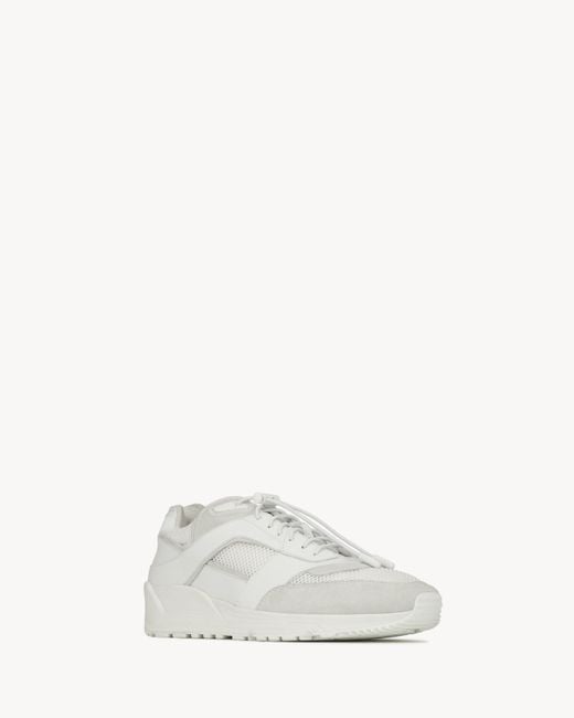 Saint Laurent White Bump Lace-Up Sneakers for men