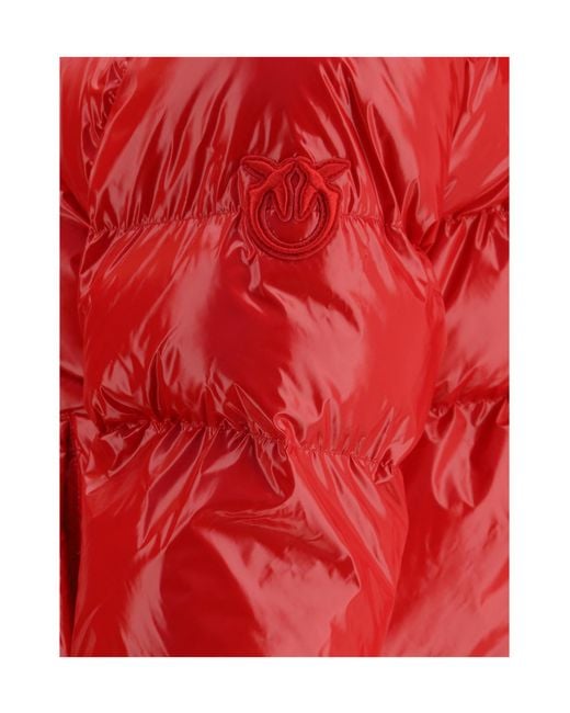 Pinko Red Long-Sleeved Down Jacket