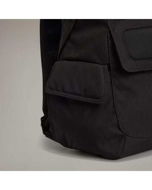 Y-3 Black Front Pocket Canvas Backpack for men
