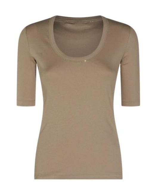 Fabiana Filippi Natural Scoop Neck Half Sleeve T-Shirt