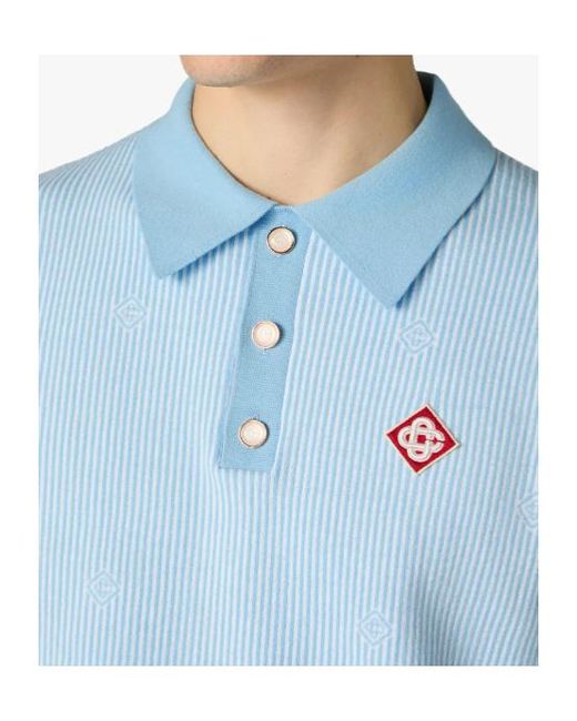 Casablanca Blue Striped Logo Polo Shirt for men
