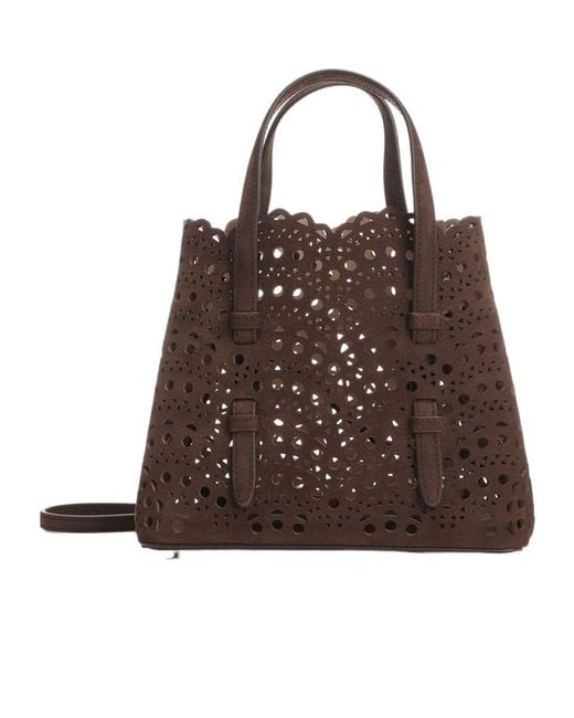 Alaïa Brown Alaïa Mina 20 Cut-Out Top Handle Bag