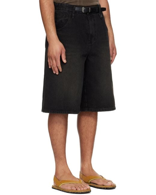 Wooyoungmi Black Drawstring Denim Shorts for men