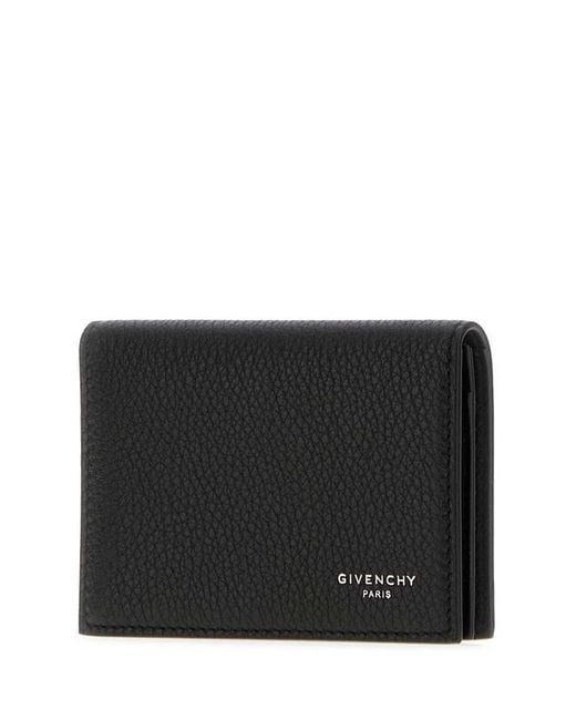 Givenchy Black Logo-Print Grained Leather Card Holder for men