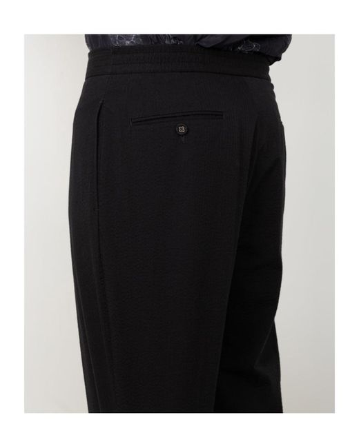 Officine Generale Black Officine Générale Joseph Seersucker Pants for men