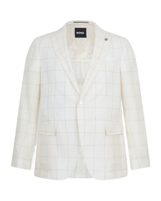 Boss White Check Single-Breasted Blazer for men