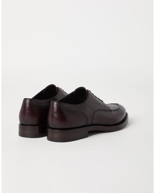 Brunello Cucinelli Brown Round Toe Derby Shoes for men
