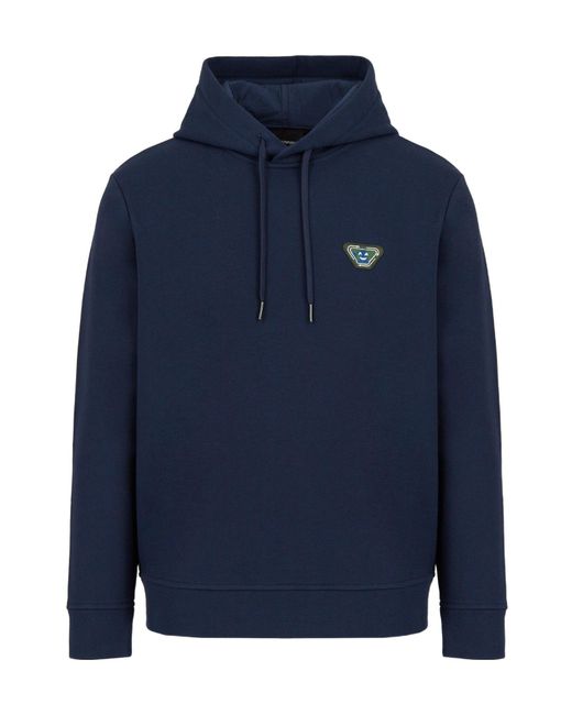 Emporio Armani Blue Drawstring Hoodie for men