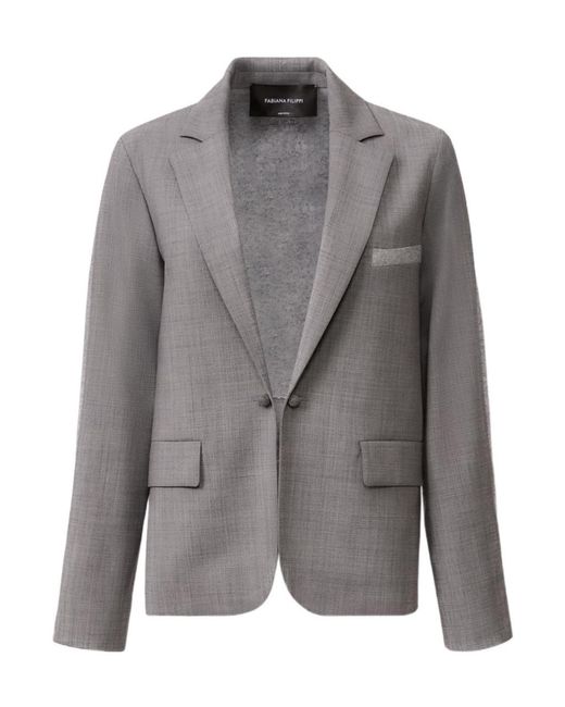 Fabiana Filippi Gray Single-Breasted Suit Jacket