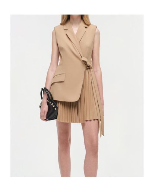 Jonathan Simkhai Natural Eman Pleated Wrap Dress