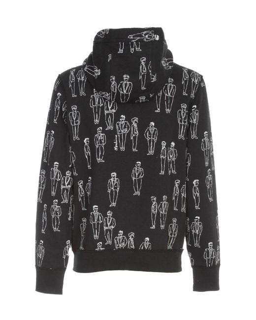 Moschino Black Characters Print Hoodie for men