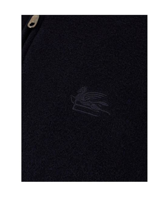 Etro Blue Embroidered-Logo Jacket for men