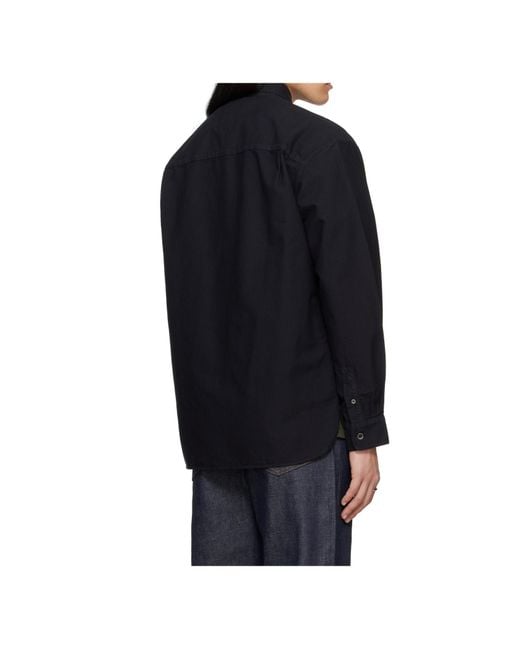 A.P.C. Black Logo-Embroidered Long-Sleeved Shirt for men