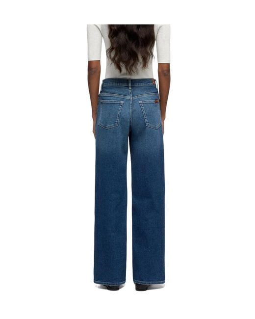 7 For All Mankind Blue Stovepipe Straight Jeans