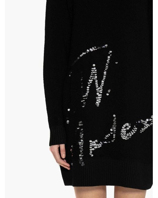 J.W. Anderson Black Sequins-Logo Knitted Minidress