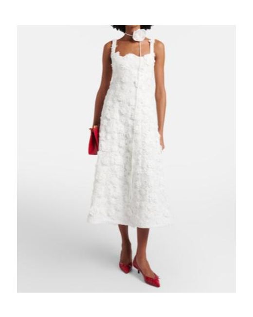 Leo White Embroidered Lace Midi Dress
