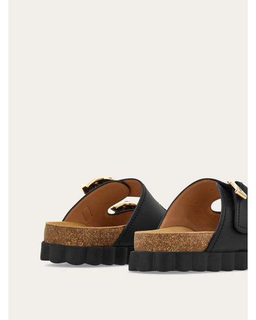 Ferragamo Black Gancini Sandals