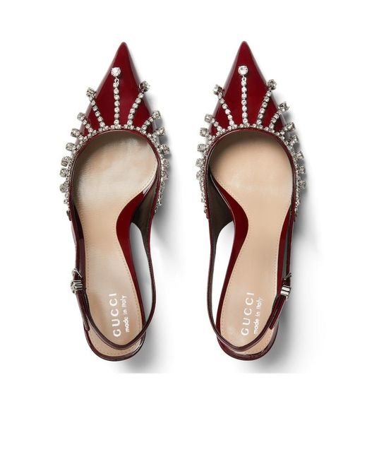 Gucci Brown Crystal Chain High Heels