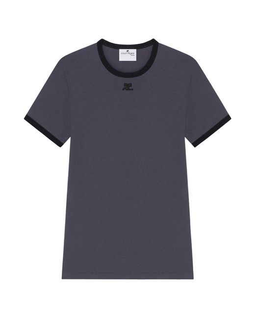 Courreges Blue Courrèges Logo Crew Neck T-Shirt for men