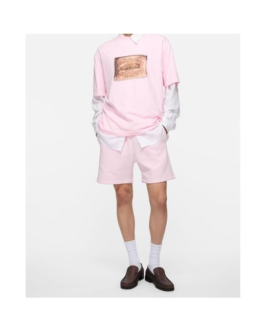 Acne Pink Logo-Embroidered Shorts