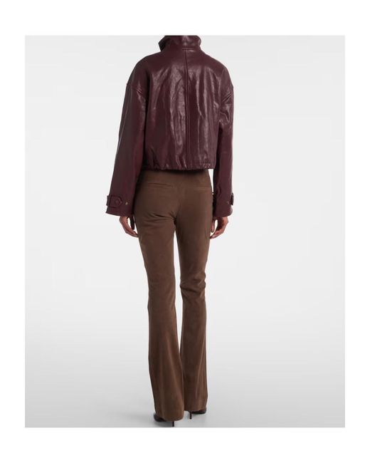 Veronica Beard Purple Bateman Cropped Leather Jacket