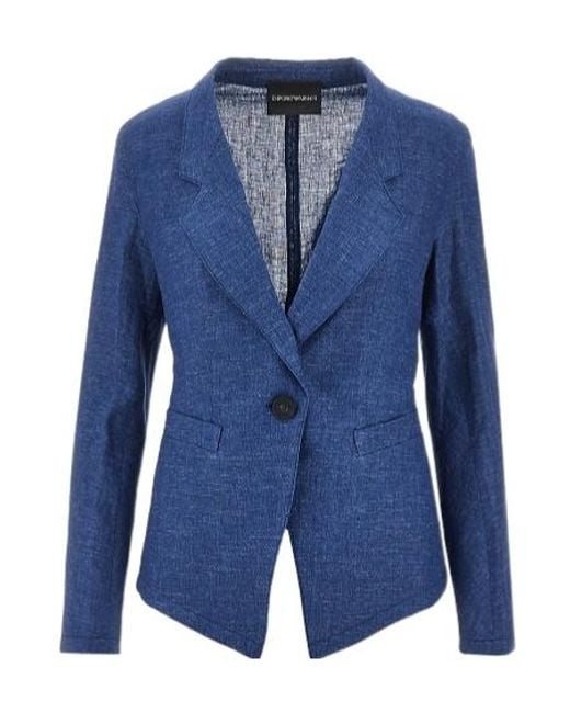 Emporio Armani Blue Single-Breasted Casual Jacket