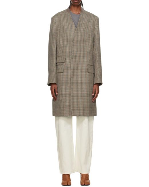Maison Margiela Brown Checked Single-Breasted Coat for men