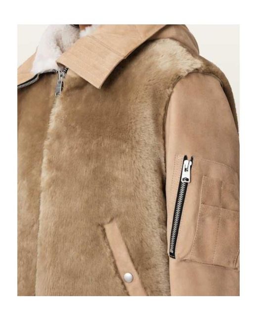 AllSaints Natural Dexter Collared Shearling Jacket