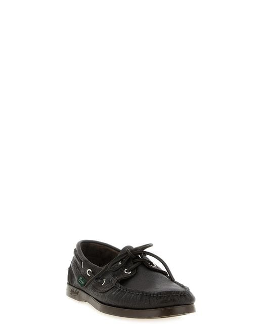 Paraboot Black Logo Patch Lace-Up Loafers for men