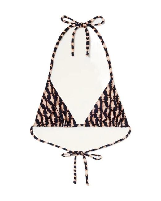 LaDoubleJ White Fish-Print Triangle Bikini Top