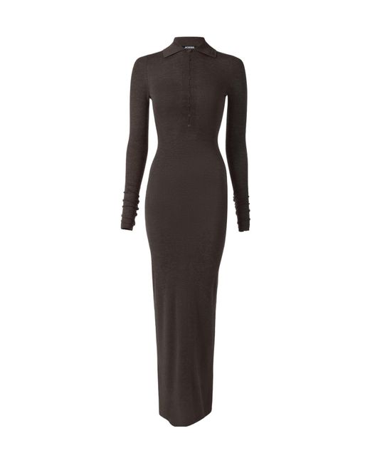 Jacquemus Collared Long-Sleeve Knit Dress in Black | Lyst