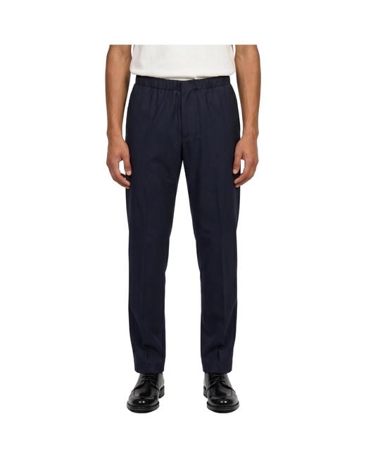 Lardini Blue Elasticated-Waistboard Pressed-Crease Trousers for men