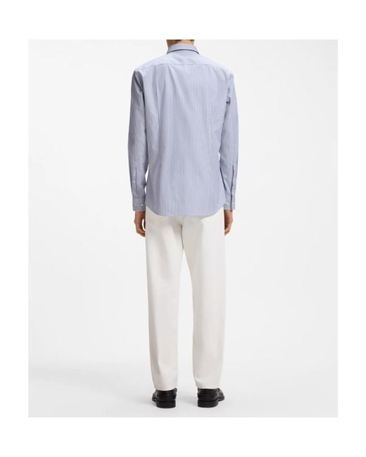 Boss Blue Hugo Striped Button-Up Shirt for men