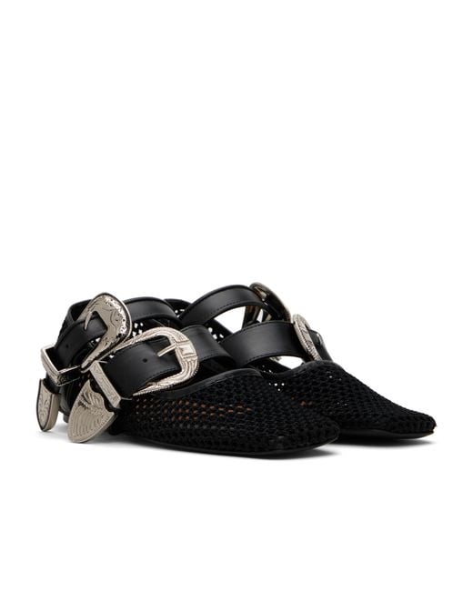 Toga Black Crochet Mesh Ballet Flats