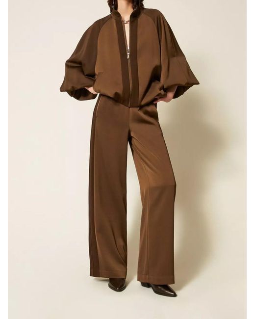 Twinset Brown Envers Satin Palazzo Trousers