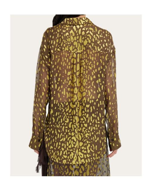 Ferragamo Green Devoré Georgette Shirt