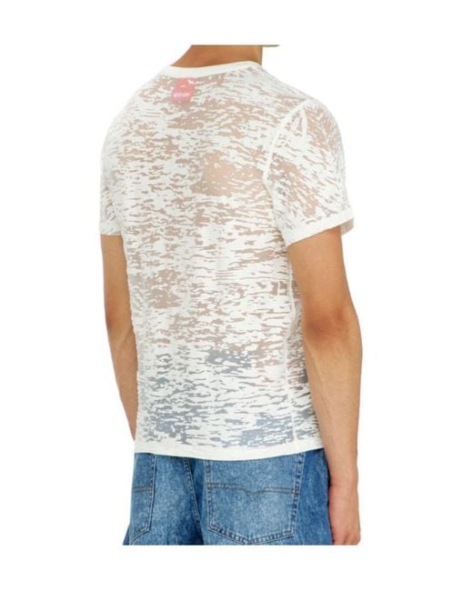 DIESEL White X Tinder Burnout-Effect Logo-Patch T-Shirt for men